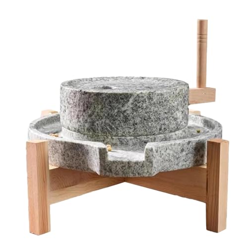 Manual Grain Wheat Flour Paste Stone Mill Grinder, Natural Stone Food Mill, Manual Dry/Wet Graphite Machine Industry Handmade Stone Mill Tool(30cm(11.8in))