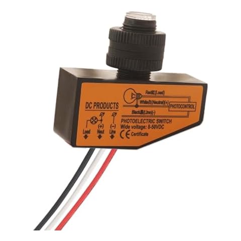LoveDeal DC8-50V Photoelectric Switch, 12V 24V 36V 48V Dusk to Dawn Sensor, Photocell Switch, Mini Auto Photoswitch, Outdoor Post Light Accessories Control Switch - for Lamp Fixtures Bulbs (3.5A) Cover