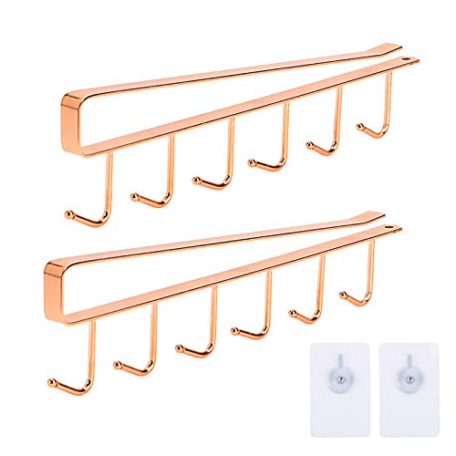 VINFUTUR 2pcs Colgador Utensilios Cocina con 6 Ganchos Organizador Cocina Soporte para Debajo de Gabinete Armario+2pcs Adhesivos para Colgar