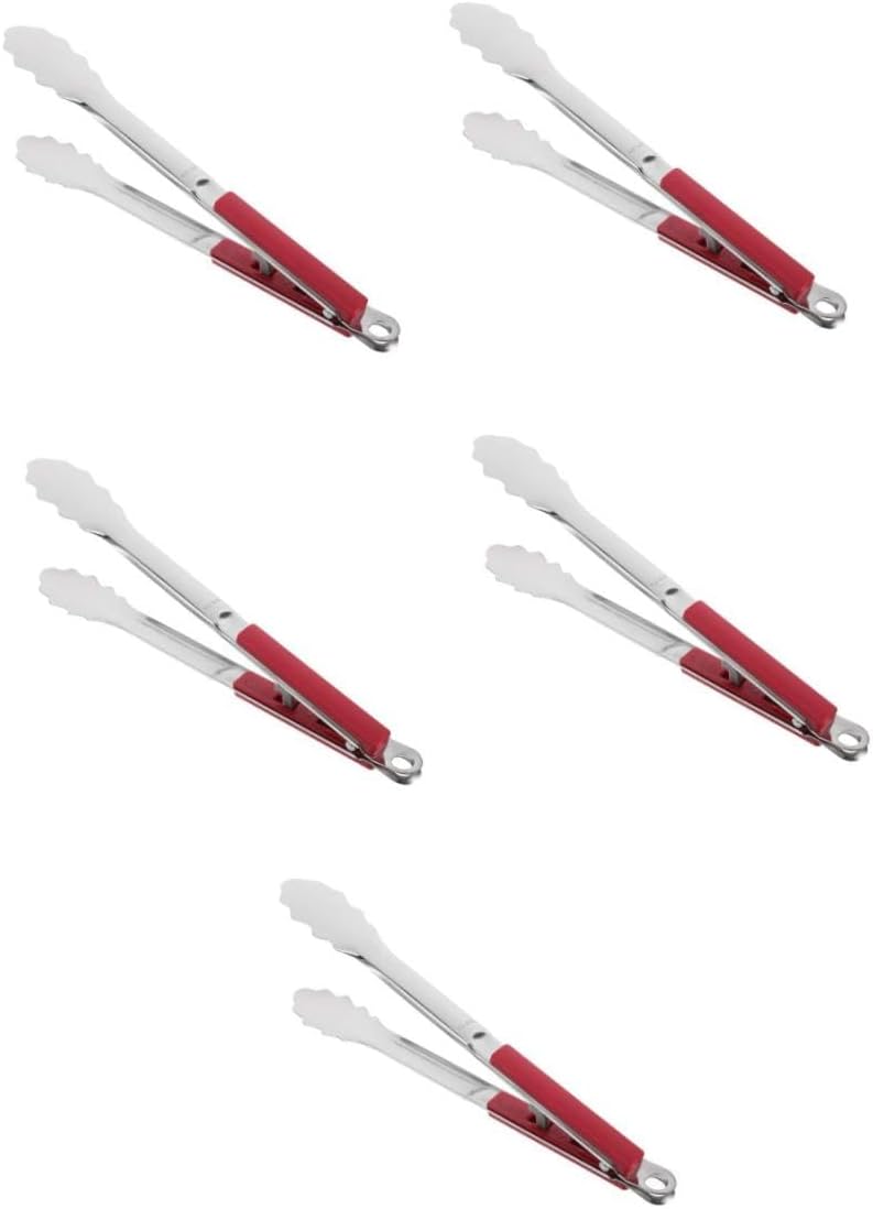 UPKOCH 5pcs Multipurpose Stainless Steel Kitchen Tongs for Cooking and Grilling Bbq Tongs Non- Grip for Outdoor Bbqs and Family Gatherings
