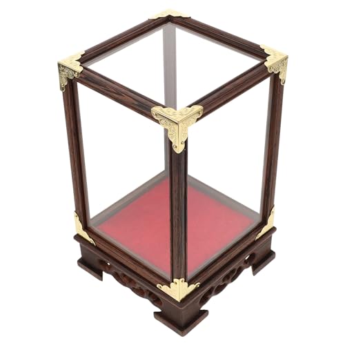 POPETPOP Vitrine Bois Massif avec Verre Transparent Boîte de Présentation Anti-poussière pour Collection Support Exposition pour Figurines Modèles Statues Bouddha avec Protection