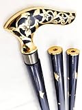 Generic Vintage Walking Stick Rosewood Cane Style Antique Ancient Victorian Designer Soild Brass Handle Wooden Walking Stick Cane Old Parents Grandpa Grandma Unisex Gift