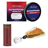 KastKing Superpower Braided Fishing Line Texas Edition - 50lb 4X 200yds with Bladed Jig, Heavy Cover Bass Fishing Lure with Vibrating Action & Needle Point Hooks, Gift-Ready Combo
