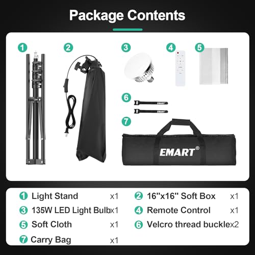 EMART Softbox Lighting Kit, 16'' X 16'' Photography Light Box for Photo by EMART - Image 7