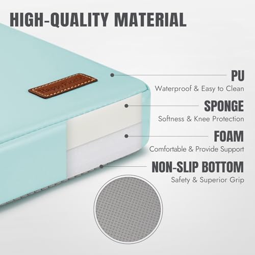 HappyPicnic Waterproof Kneeling Pad for Garden or Bath, 2 inch Thick Soft Foam Kneeler Mat for Gardeners Knee Support or Bathtub Bathing Baby with Handle and Removable Cover-Green - Thumbnail 5