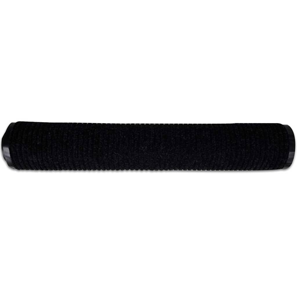 Felpudo negro de 90 x 120 cm de PVC y poliéster, antideslizante, para entrada, pasillo, interior y exterior, con protección contra la humedad, el barro, el polvo y la arena