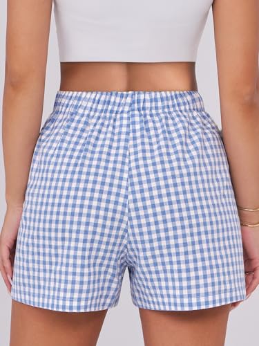 Image of ANRABESS Boxer Shorts for Women Gingham Pajama 2026 Summer Casual Lounge Sleep Plaid Shorts Y2K Beach Bottoms
