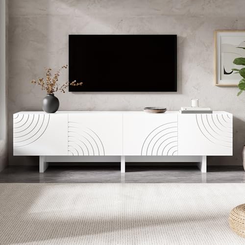 Mueble de TV minimalista de 170 cm para organizar tu salón con estilo blanco 3