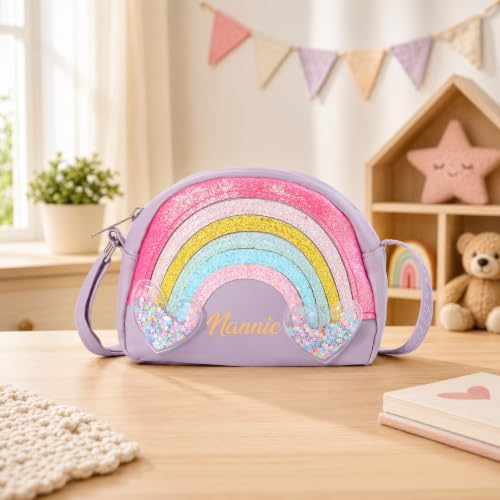Image of Personalized Purse, Rainbow Glitter Custom Name Crossbody Bag