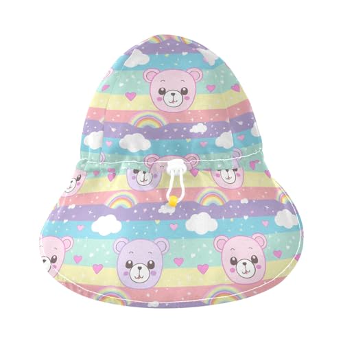 Bear Cartoon Toddlers Sun Hats Toddler Boy Beach Bucket Hat Baby Girls UPF 50+ Protection Neck Flap Beach Essentials3