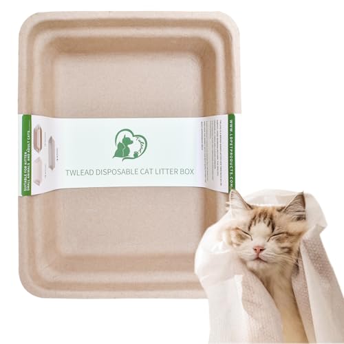Twlead Disposable Litter Box (3-Pack + 1-Disposable Pet Towel) Ideal for Indoor/Travel Use Jumbo Litter Tray can be Used Standalone or As Liner Suitable for All Cats and Other Pet Animals
