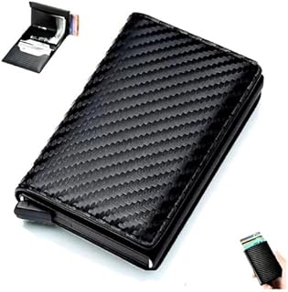 Men's Future Card Holder Carbon Fiber Amidyl Slim Card Holder Anti-Theft Magic Wallet Color Black, black / black, Pequena, Casual