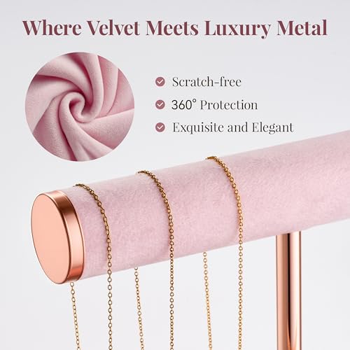 Image of Jewelry Organizer Stand for Necklaces, Bracelets, Earrings, Rings, Pink | 3 Tier Velvet Bracelet Holder Display | Jewelry Organizers and Storage | Jewelry Tree | Jewelry Towers