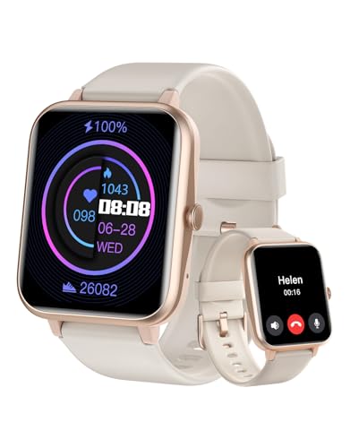 HUAKUA Smartwatch 1,85 Zoll Touchscreen mit Bluetooth Anrufe für Damen Herren,Sportuhr mit Herzfrequenzmessung,SpO2,Schrittzähler,Schlafmonitor,110+ Trainingsmodi für iOS Android Handy