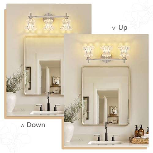 Image of Brused Nickel Bathroom Light Fixture 3-Lights Vintage Vanity Lights