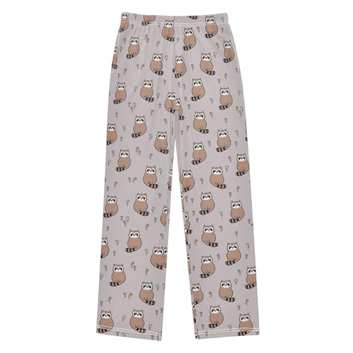 ZZXXB Cartoon Raccoon Boys Long Pants Soft Trousers Elastic Waist Kids Lounge Bottoms with Pockets S-XL