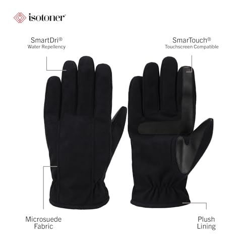 isotoner mens Water Repellent Dual Lined Microfiber Touchscreen Gloves - Image 3
