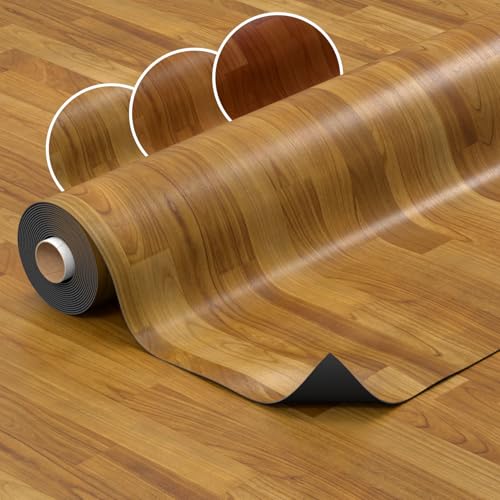 Revêtement de sol en PVC - Vendu au mètre - Aspect bois - Pour cuisine, salon, salle de bain - Antidérapant - 140 cm - Largeur : hêtre - 150 x 140 cm