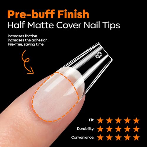 Image of Modelones Medium Coffin Nail Tips Pre-shaped Soft Gel Fake Nails False Full | Fake Nails False Acrylic Clear Full Cover Press on Extension Kit Gel Manicure DIY at Home 216PCS 12Sizes