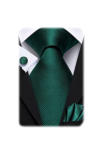 Image of Hi-Tie Men 63inches Tie Set Extra Long Necktie Paisley Tie Pocket Suqare Cufflinks Big and Tall Men Tie