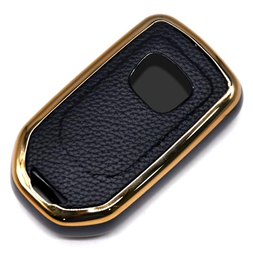 Image of KMH - TPU Leather Gold Pattern Key Cover Compatible with Honda D2 (Black)