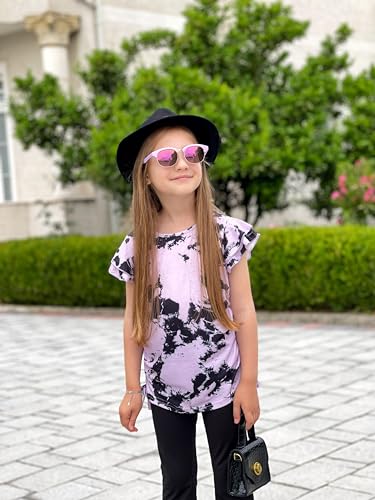 Image of Arshiner Girls T Shirts Ruffle Short Sleeve Ruched Knot Side Tunic Blouse Summer Tee Tops