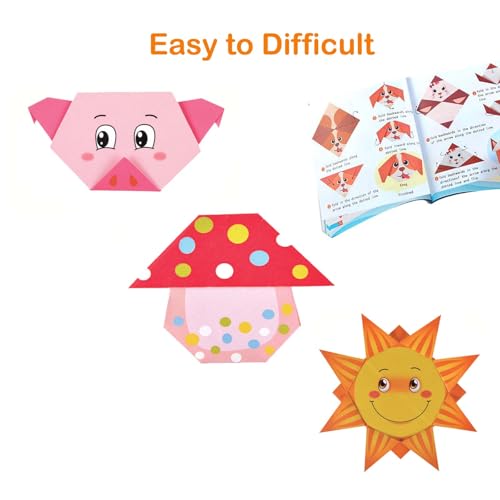 Image of JELLYBABY 100 Pieces 50 Projects Origami Sheets, 3D Origami Paper With Guiding Book, Paper Size:7 In /18Cm *7 In /18Cm, Art Activity, Craft Materials,Multicolor