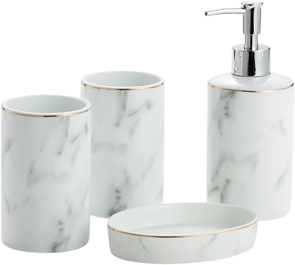 Marble Ceramic Bathroom Four-Piece Mouthwash Set Ceramic Bathroom Home Hotel Supplies