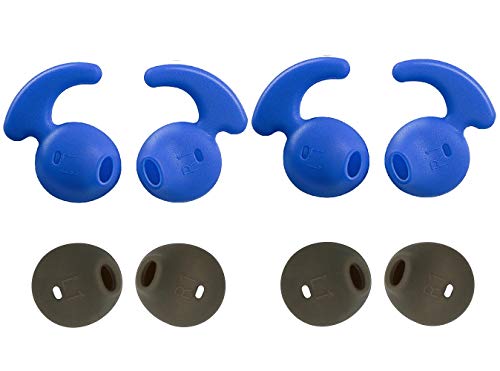JNSA Earbuds Eartips Ear Tips Ear Cap Ear Plug Ear Hook Compatible with So ny WI-SP500 or Galaxy S7 S7 Edge Earphones, Blue Hook Tips 2 Pairs and Gray Buds Tips 2 Pairs, 4 Pairs Set,S7BuG4