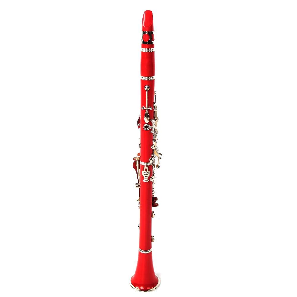 Clarinete de Tubo de baquelita BB 17 Teclas Clarinete con Juego de Botones de niquelado(Rojo; # 1) Instrumento de Viento