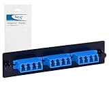ICC LC-LC Fiber Optic Adapter Panel, LGX Compatible, 12 Fibers, Singlemode, Blue 94V-0 Adapters, Push Fasteners, Black Steel