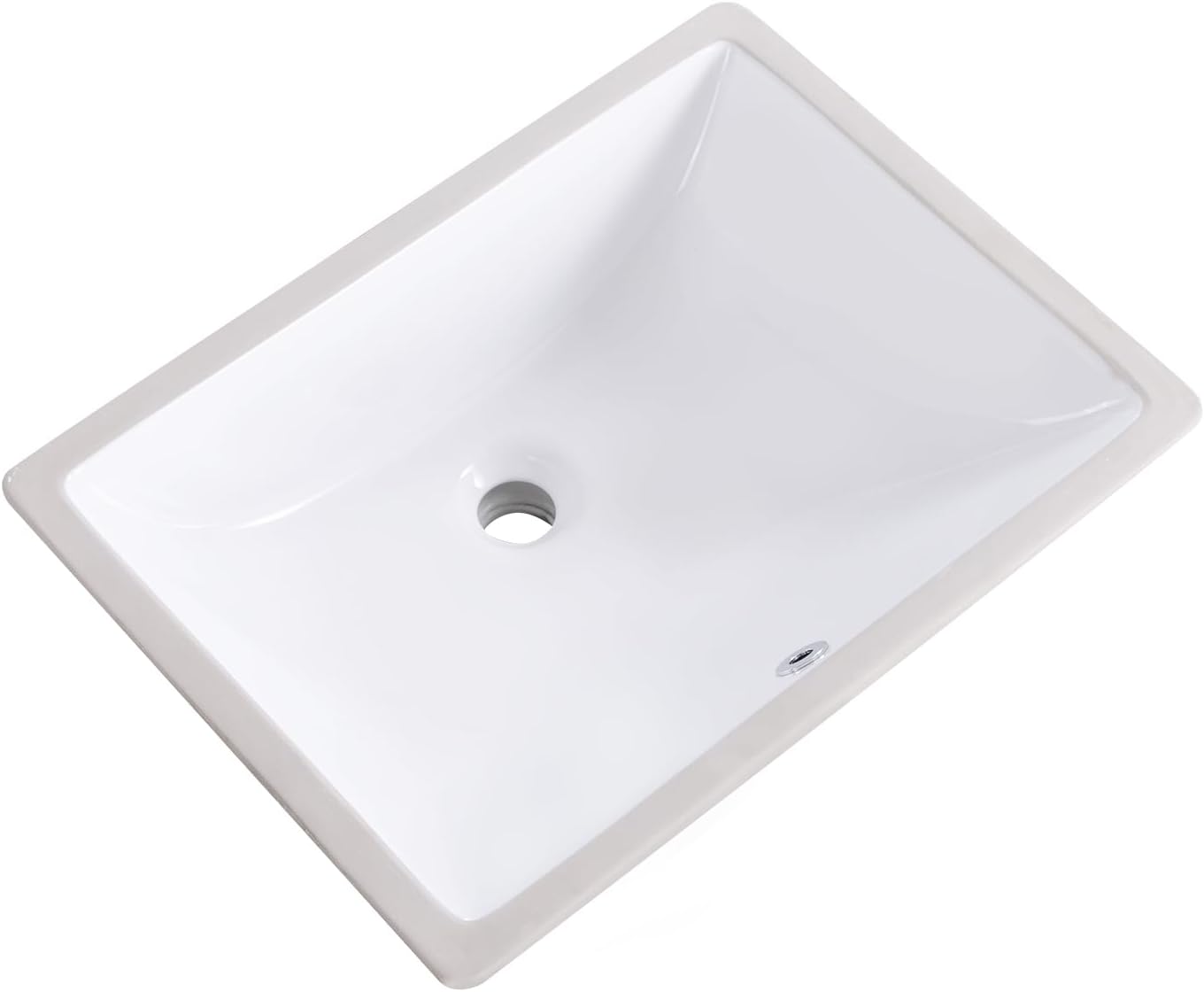 Undermount Bathroom Sink 20x15 Inch Vessel Sink White Porcelain Ceramic Under Counter Lavatory Vanity Sink Basin Rectangular Undermount Sinks with Overflow