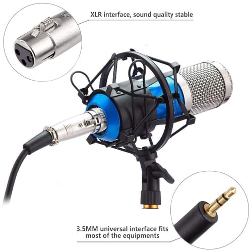 Image of DEVICE OF URBAN INFOTECH Combo of BM800 Condenser Microphone Boom Arm Stand Studio Recording Mike for Podcasting Dubbing Streaming Mic for Singing BM800 Microphone with Mic Stand (Blue)