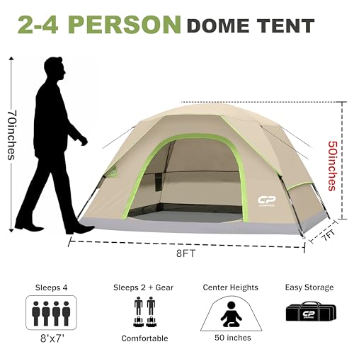 Image of CAMPROS CP Tents for Camping 2 /4 /6 Person, Waterproof Windproof Dome Tent