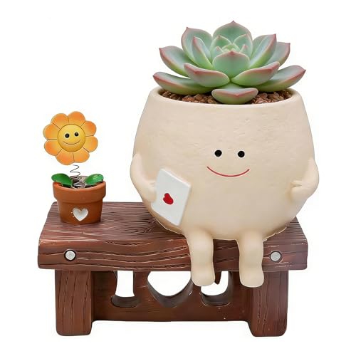 Yuqilin Macetero Maceta Macetas Decorativas Interior Resina Bonito con Orificio de Drenaje para Pequeñas Suculentas Decoración de Oficina Y Hogar Así como Pequeños Regalos Curativos para Festividades