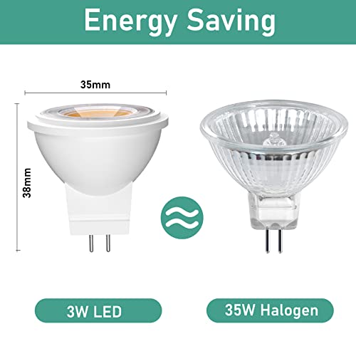 Bonlux 3W Mr11 Gu4.0 Led Light Bulb 12V, G4 Bi-Pin Base Led Spotlight 12V 35W Mr11 Gu4 Halogen Replacement For Landscape Recessed Accent Lights And Fiber Optic Light Warm White 3000K, 6-Pack #TOP2