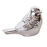 LOVIVER Garten Skulptur Vogel Tierfigur Deko Gartenfigur Vogelfigur Geschenke für, Silber, L