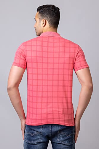 Image of PRORIDERS Half Sleeve 100% Pure Cotton Fabric Collared Regular Fit Men's Polo Checkered Tshirt with Pocket for Casual wear