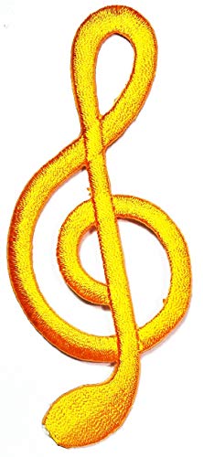 Umama Patch Set Of 3 Yellow Musical Notation Music Note G Clef Cartoon Sticker Fabric Music Notes Iron On Embroidered Patches Appliques Machine Embroidery Needle Craft Projects Boys Girls Kids Diy #TOP2