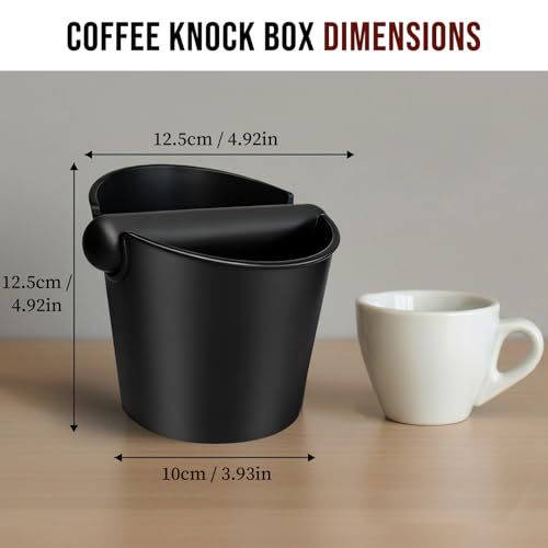 Kestreln Coffee Knock Box - ABS Espresso Grounds Bin with Low-Noise Removable Bar & Non-Slip Base for Home Baristas (Black) - Image 2