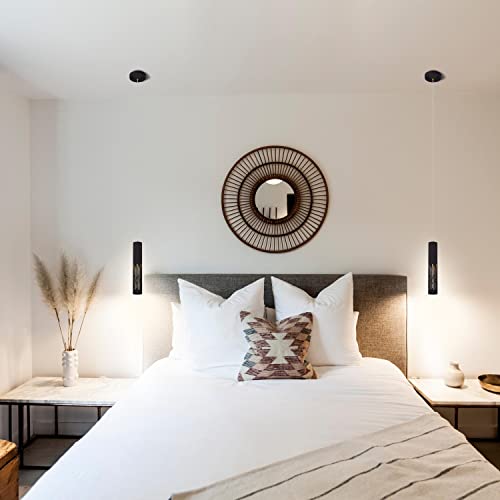 C Cattleya Pendant Light Fixtures Kitchen Island Hanging Light 1-Light Black Cylinder Bar Dining Room Light Fixture Ceiling Mount Pendant Lighting Kit, Led Bulb Included #TOP2