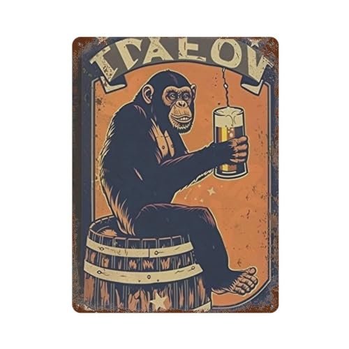 Art vintage de haute qualité avec la plaque en fer Monkey Beer