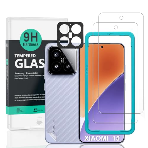 Ibywind For Xiaomi 15 5G Screen Protector, 2 Pack 9H Hardness Tempered Glass[Military-Grade Protection],With 1Pc Camera Lens Protector,1Pc Back Cover,[Anti-Scratch][Anti-Shatter]