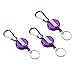 Sunicon 3PCS Fly Fishing Zinger Retractors, Fly Fishing Tool Nylon Cord Stopper Retractable Ring Reel Holder Key Chain for Fishing Climbing Hiking Outdoor Sports (Purple)