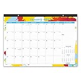 2019 Monthly Desk Pad Calendar, Runs from Now Through December 2019, 17 x12 Inches, Large Pages, Ruled Blocks for Family and Office