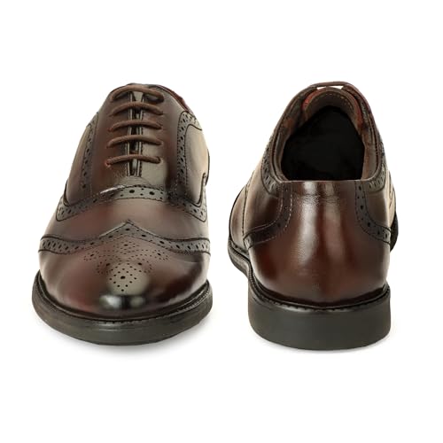 Image of Leatherful Genuine Leather Brogue Shoes for Men | TPR Sole & Nappa Leather Lining | Classic Dress Footwear New