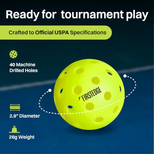 Image of PRO - 40 USAPA Approved Pickleball Ball Outdoor (50 Pickleball Balls) | Single-Piece Rotational Molded | 40-Hole Design | Durable High-Performance Balls for All-Weather Play