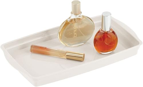 Miniatura 3 de mDesign Bandeja organizadora de almacenamiento de plástico para encimeras de tocador de baño, armarios, aparadores, soporte para toallas de mano,