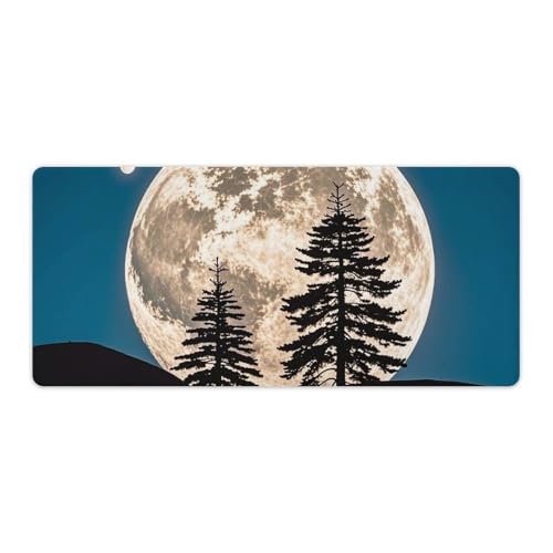 Tapis de souris XL 40x90 cm en caoutchouc motif sapins lune