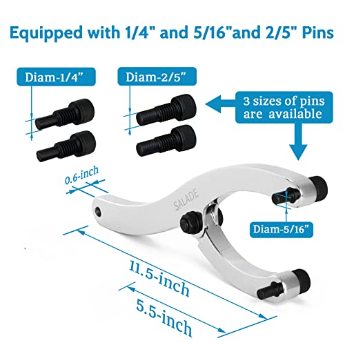 Salade Heavy Spanner Wrench,Adjustable Gland Nut Wrench,For Removing Hydraulic Cylinder,Equipped With 1/4" And 5/16" And 2/5" Pins #TOP1